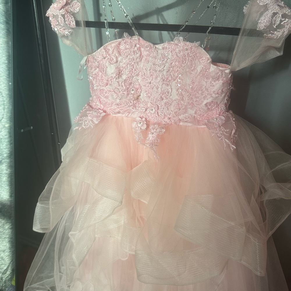Elegant Pink Lace Kids Dress